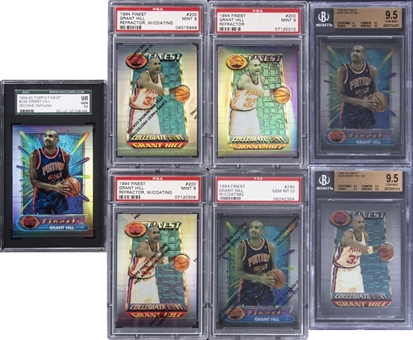 1994 Topps Finest Grant Hill Rookie Card Collection (7 Total Cards) - All Graded 9 Or Higher!